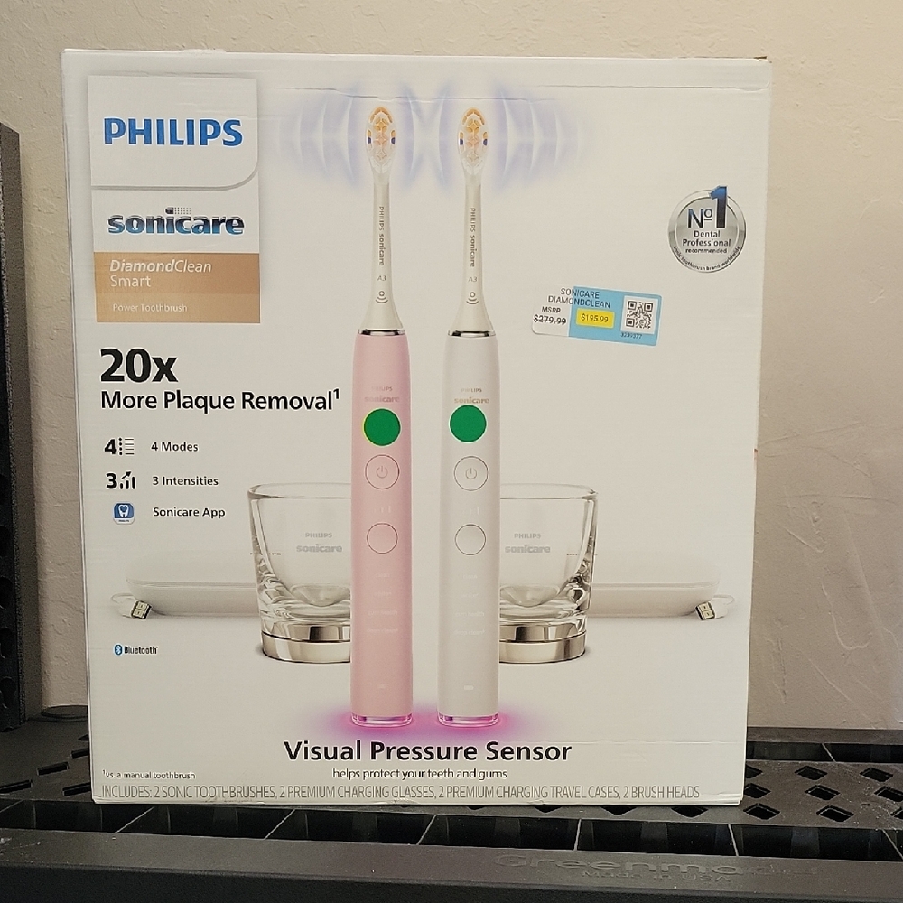 Philips Sonicare DiamondClean Smart Electric Toothbrushes — Pink & White